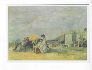 PEINTURE PEINTRE EUGENE BOUDIN DAME EN BLANC SUR LA PLAGE DE TROUVILLE - Picture 1 of 2