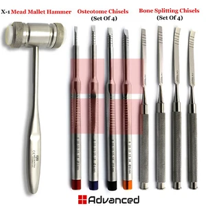 9 Pcs Bone Ridge Splitting Chisels Implant Osteotome Bone Spreader Mallet Hammer - Picture 1 of 7