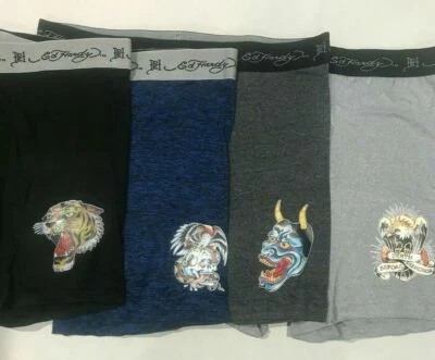 Calzoncillos boxer Ed Hardy ropa interior 4 pares rendimiento ajuste cómodo elástico M 32 34 Foto 1 de 4