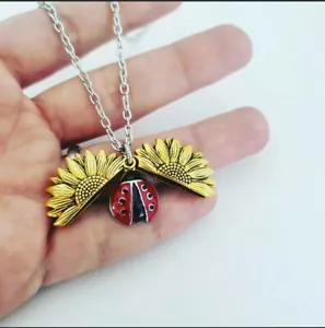 Boho Sunflower Medallón Colgante Mujer Niñas Mariquita Charm Collar Joyería Regalo - Imagen 1 de 11