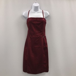New Galliano Dress Women's UK 10 Red Satin Style Bustier Cami Sheath 030956