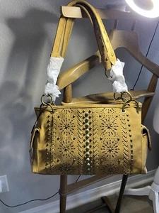 Montana West Conceal Carry Purse Handbag Studded Laser Cut Western Tan NWT - Picture 1 of 16