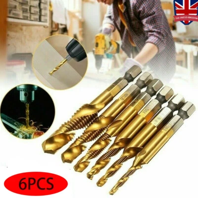 QNGENET HSS Metric Drill Tap M3-M10 1/4'' Hex Shank Bits Screw Thread Spiral Cutter