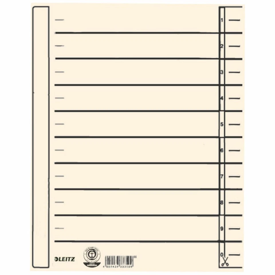 LEITZ Trennblätter 1657 A4 chamois 24x30cm 200g 100 Stück