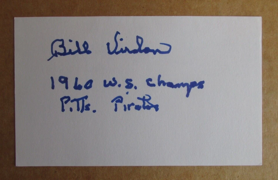 BILL VIRDON SIGNED AUTOGRAPH 3X5 INDEX CARD ROOKIE OF YEAR 1955 WS CHAMP PIRATES - Image 1 of 1