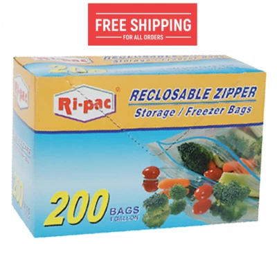 200 Gallon Size 10-9/16x11 Zip Lock Reclosable Freezer Storage Bags Zipper - Image 1 of 2