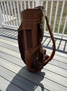 Vintage Daiwa Coach Collection Golf Bag 6-way Divider Brown Tan Leather - Picture 1 of 15