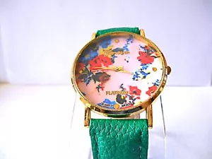 GENEVA Platinum Goldtone / Green Floral Dial Watch - New Battery - Picture 1 of 7