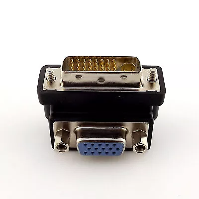 1x Right Angle 90 Degree VGA Female To DVI 24+5 Pin Male Video Convertor Adapter - Image 1 of 4