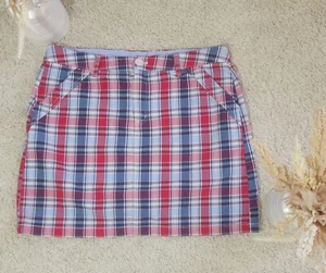 Croft & Barrow® Effortless Stretch Women's Skorts SIZE 14 RED AZIL & WHITE CHECK - Picture 1 of 4