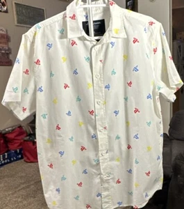 Camisa Playstation Para Hombres L Manga Corta Algodón Abotonada Enlover PS Logo Blanca - Imagen 1 de 3