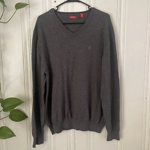 Izod Men’s Gray V-Neck Pullover 100% Cotton Sweater Size XLT - Picture 1 of 8