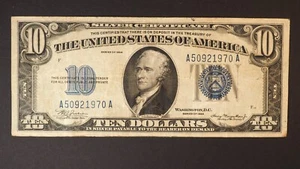 1934 $10 SILVER CERTIFICATE ** NICE BLUE SEAL NOTE **FREE SHIPPING **S3394 - Picture 1 of 2