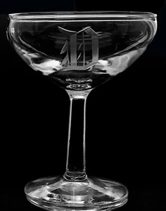 Old English Etched Monogram Letter D 4oz Champagne Glasses  (Set of 4) - Picture 1 of 1