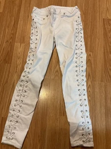 TRUE RELIGION LACE UP LEGS Super Skinny Sz.28(30"waist&27"long)White - Picture 1 of 7