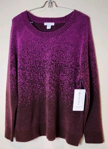 Neu mit Etikett $ 129 Athleta L Jacquard Rundhalsausschnitt Pullover lila ombre Merinowollmischung 22 x 25,5 - Bild 1 von 7