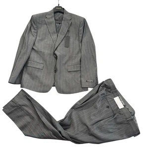 NEW Karl Lagerfeld Aspen Mens Pinstripe Suit Charcoal Size Jacket 44 Pants 37 - Picture 1 of 7