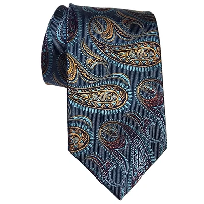 Corbata de diseñador BRUNO PIATTELLI 100 % seda azul azulado/cobre para hombre Foto 1 de 4