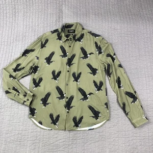 The Kooples Shirt Mens EU L Large Green Eagle Print Button Up Relaxed Fit Paris - Picture 1 of 24