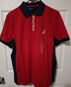 Nautica Mens Performance Athletic Polo Red NWT K84800 Large - Picture 1 of 3