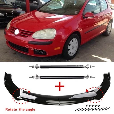 Front Bumper Lip Splitter Spoiler Body Kit + Strut Rods For Volkswagen Rabbit — 第 1/4 张图片