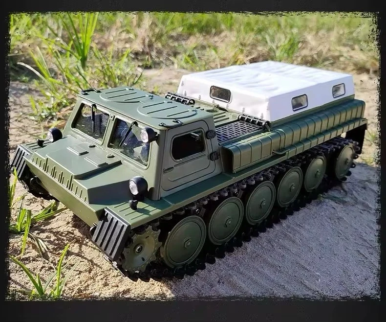 Modelo de vehículo de transporte militar a escala completa transportador con orugas RC Foto 1 de 4
