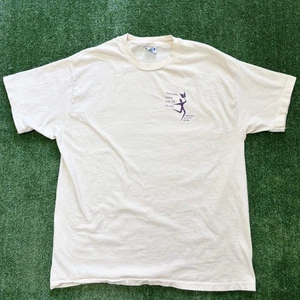 Vintage T Shirt Mens XL Cream Single Stitch Graphic Print 90s USA (E) - Picture 1 of 6