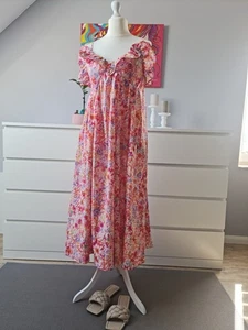 Traumhaftes Kleid Maxikleid Midilänge Blumenwiese geblümt Volants Baumwolle M 38 - Bild 1 von 18