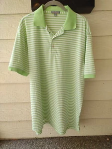 Camisa Polo Peter Millar Verano Cómoda Hombres Talla Grande Blanco Verde Rayas Golf - Imagen 1 de 9