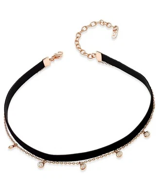 Nuevo Collar Gargantilla Eliot Danori Terciopelo y Cristal en Tono Oro Rosa Foto 1 de 4