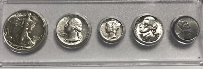1943-P AU/BU 5 coin year set. Some Silver with Luster. Free Shipping. Thanks. - Image 1 of 4
