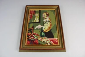 DA/ älteres Gobelin Wandbild - Stoff mit Holzrahmen - ca. 46x36 - guter Zst. 277 - Bild 1 von 12
