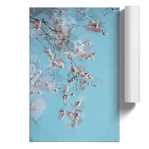 Bellissimo fiore di ciliegio rosa in fiori astratti poster stampa arte da parete immagine - Foto 1 di 4