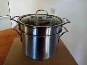8 Qt Calphalon 808 Stock Pot & Lid Stainless Steel w/ Basket & Tray - Induction