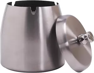 Ashtray with Lid for Cigarette, Stainless Steel Smokeless Odorless Windproof Ash - Picture 1 of 12