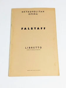 Metropolitan Opera Falstaff Libretto Verdi Giuseppe Published Schirmer PPB 1963 - Imagen 1 de 4