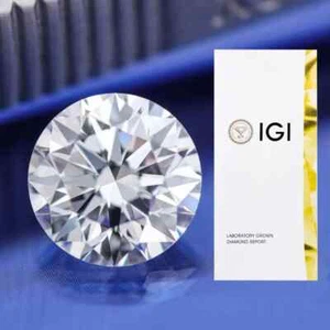 IGI Certified CVD Diamond 2 Ct Round Beautiful Lab Grown With VVS1 Clarity - Picture 1 of 15