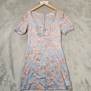 KOOKAI Women's Multi Dress SIZE 38 Floral Puff Sleeve Mini CUPRO - Picture 1 of 12
