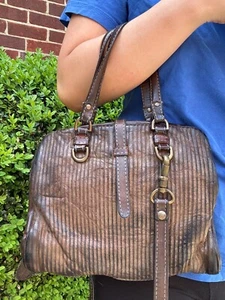 GIORGIO BRATO Distressed Italian Leather Shoulder Bag Purse VGC Brown Crossbody  - Picture 1 of 7