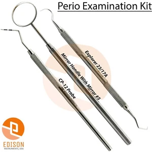 Periodontal Examination Kit Dental CP-12 Probe Explorer 23/17A Mouth Mirror #5 - Picture 1 of 4