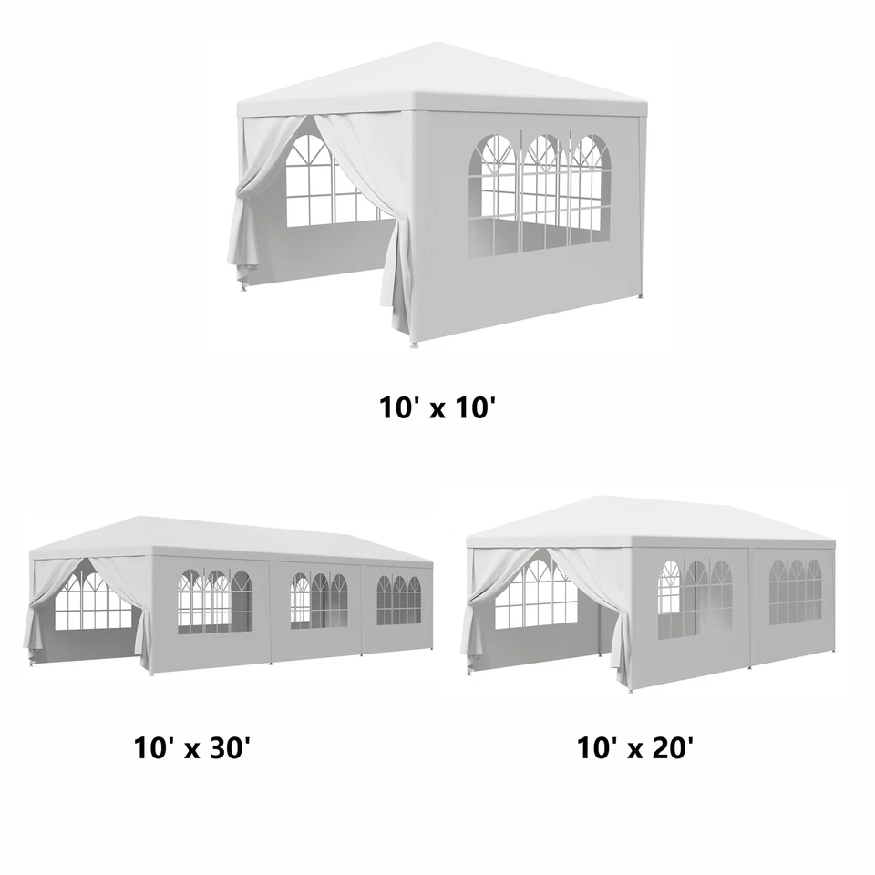 10'x10'/20'/30' Outdoor Party Tent Gazebo White Canopy Wedding Tent w/Sidewalls  - Image 1 of 1