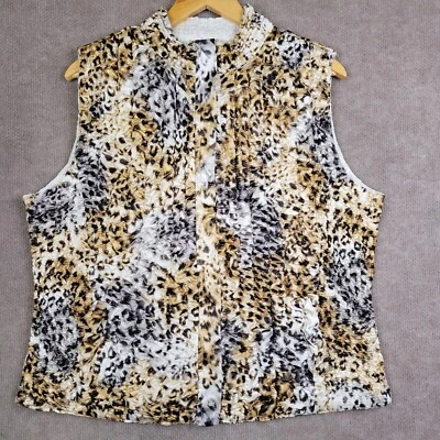RUBY RD. Vest Women's XL Animal Print Full Zip Sleeveless Textured Crinkled Top  - Image 1 of 4