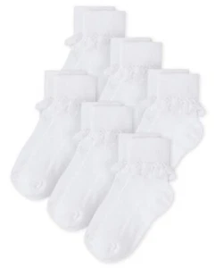 girlsTurn Cuff SocksWHITE -6 PACKMedium - Picture 1 of 1