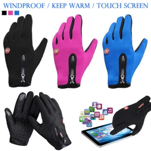 Bike Bicycle Cycle Gloves Winter Thermal Warm Full Finger Mittens Touch screen - Picture 1 of 15