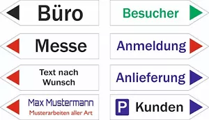 5x Pfeil Schild Wegweiser Kunststoff 300 x 75 x 3 mm Wunschtext/ Farbe - Bild 1 von 1