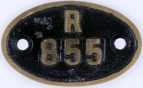 Heavy brass house number 855 Great Western Railway GWR Swindon depot store room Cover