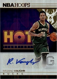 2016-17 Hoops Hot Signatures Bucks Basketball Card #10 Rashad Vaughn Auto