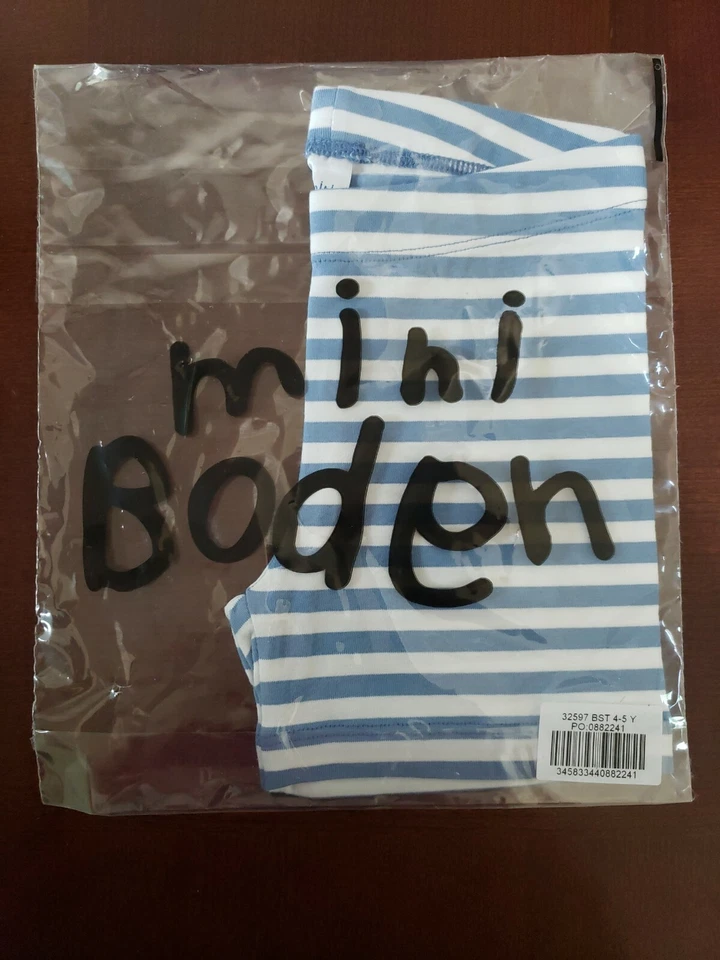 NWT Mini Boden Essential shorts playground blue striped 4-5 - Image 1 of 2