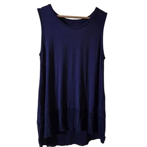 Camiseta sin mangas suave envolvente en capas sin mangas informal túnica azul grande - Imagen 1 de 5