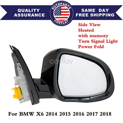 Espejo retrovisor lateral derecho negro para BMW X6 2014-2018 luz intermitente térmica Foto 1 de 4